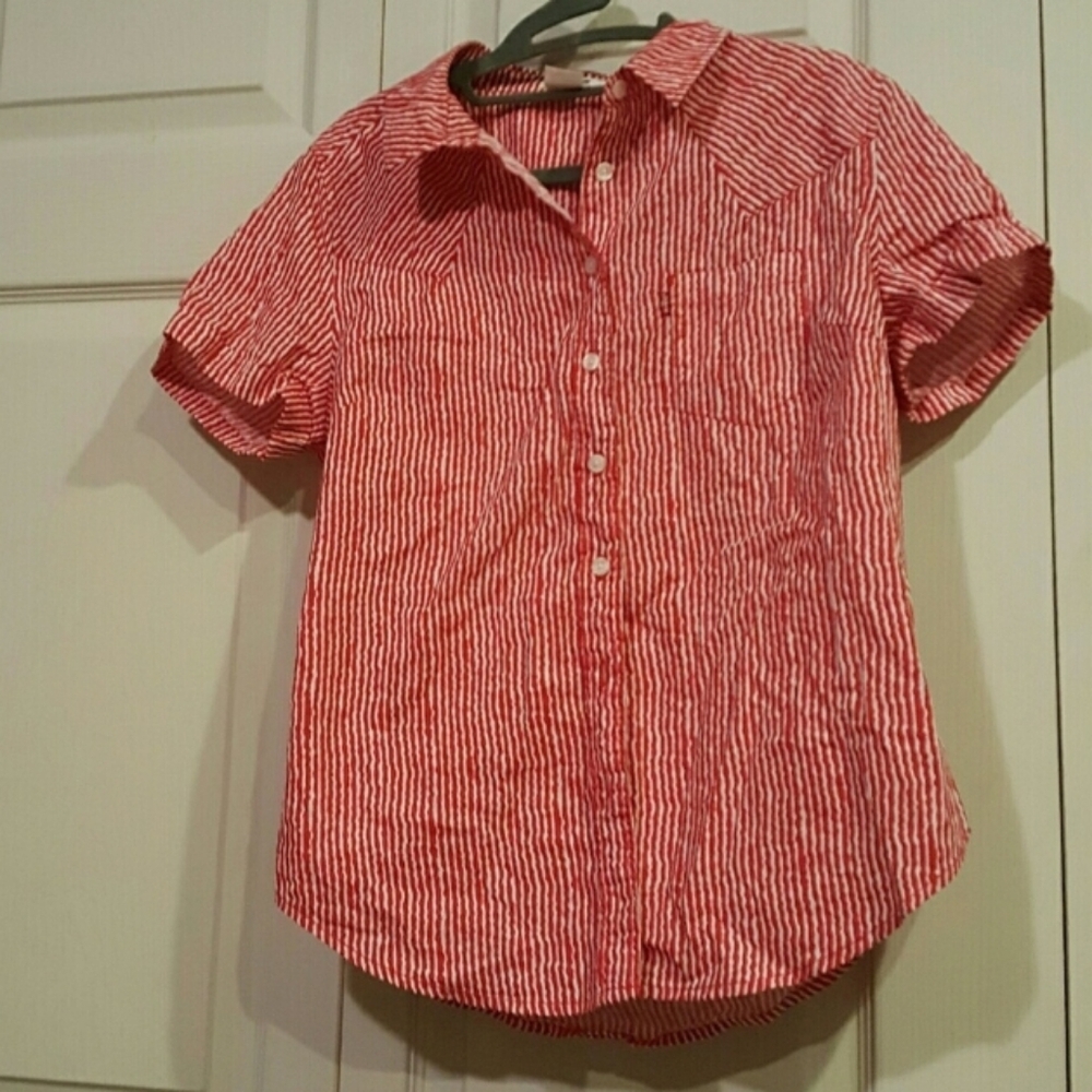 Levi's Red and White Striped Button Down Shirt